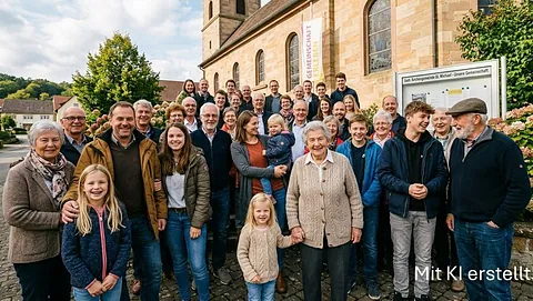  Kirchengemeinde blickt während des Gottesdienstes auf Altar und Chor.