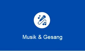 Musik & Gesang. Symbol zeigt Mikrofon und Musiknoten.