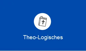 Theo-Logisches. Symbol zeigt eine Bibel mit einem Kreuz auf dem Einband.