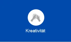 Kreativität. Symbol zeigt Hände, die mit Papier oder Material arbeiten.